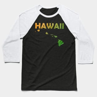 Colorful mandala art map of Hawaii with text in green and orange Baseball T-Shirt